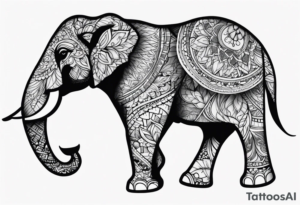 elephant with trunk up tattoo idea