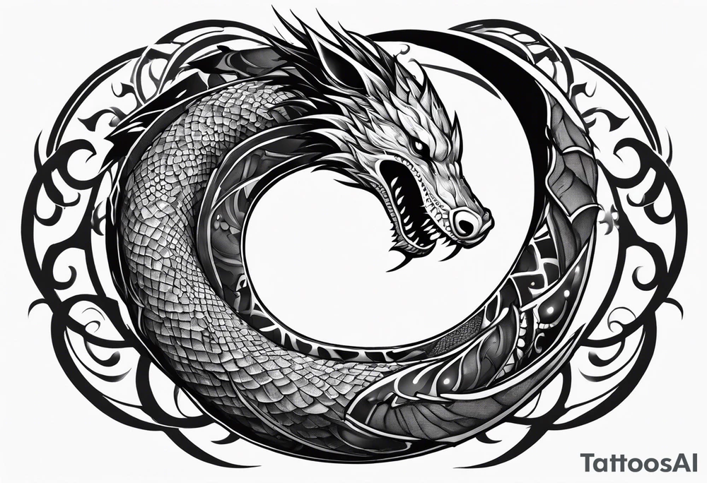 ouroboros dead, with neck cut off tattoo idea