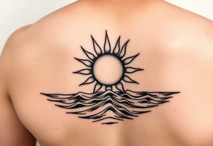 Sun on the water line simple small tattoo on side of the ribs tattoo idea