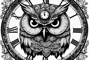 owl with a clock and skull
wisdom and new life tattoo idea