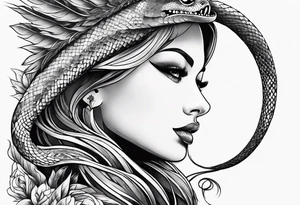 Snake head birds eye view tattoo idea