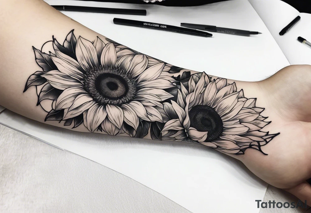 Sunflower sleeve tattoo idea