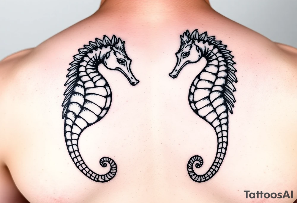 His and hers sea horses tattoo idea