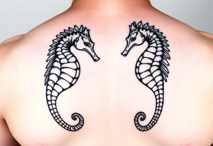 His and hers sea horses tattoo idea