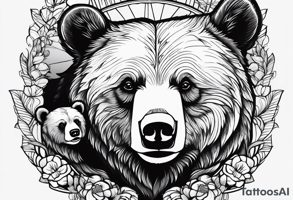 mother bear holding cub facing each other tattoo idea