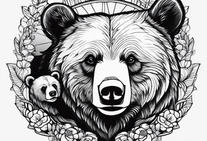 mother bear holding cub facing each other tattoo idea