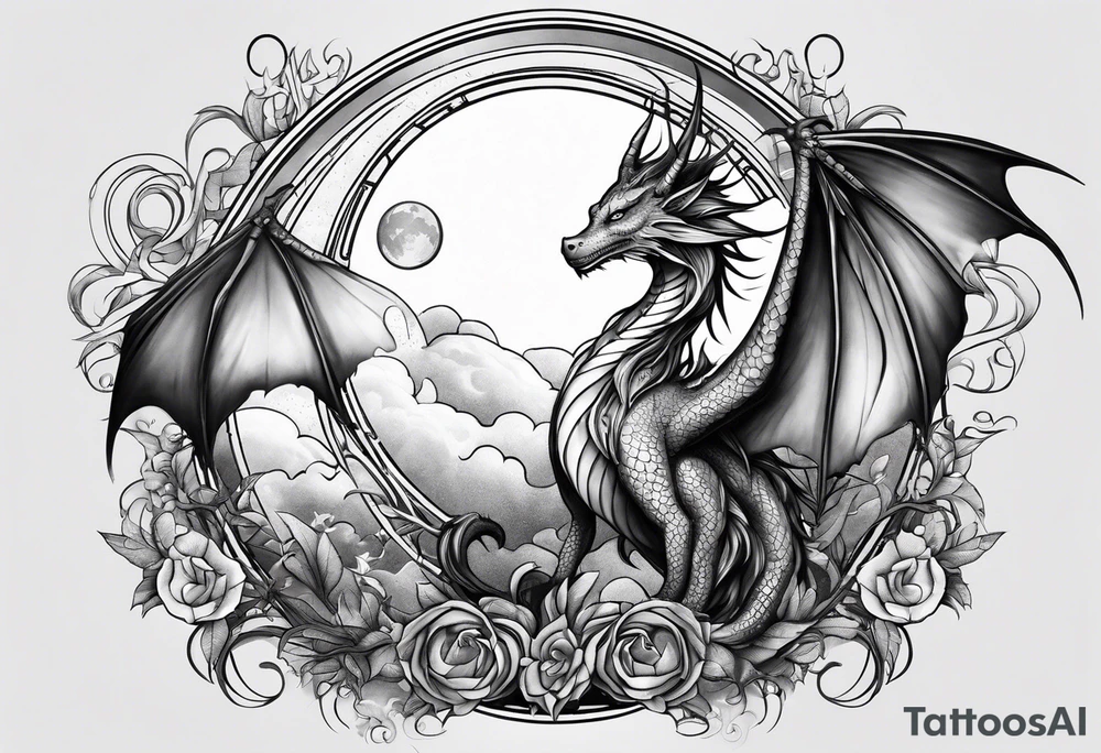 Moon fairy dragon tattoo idea