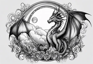 Moon fairy dragon tattoo idea