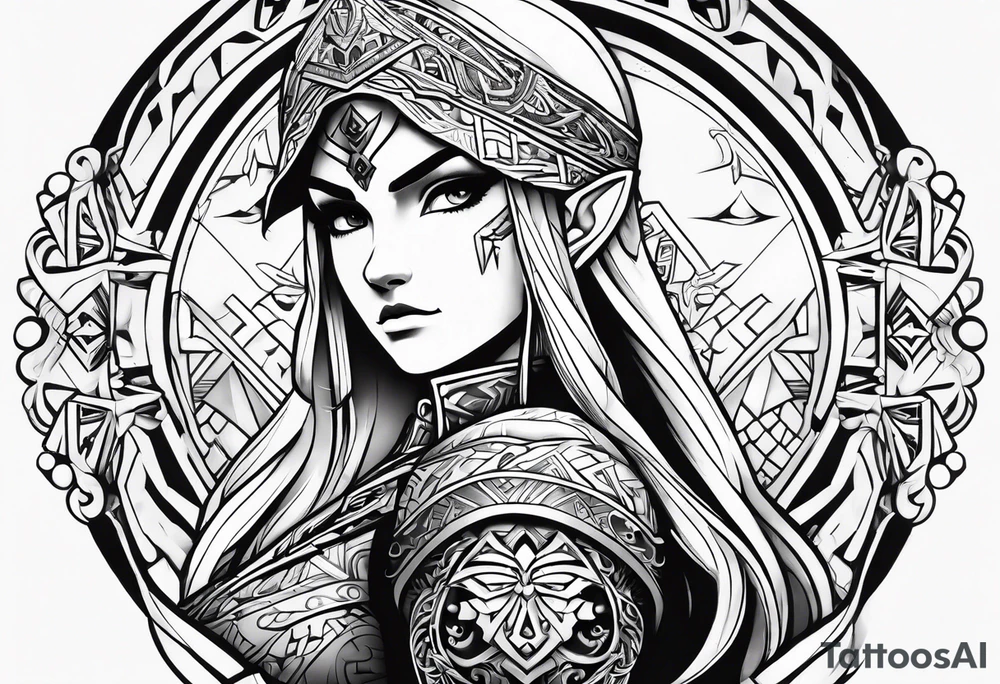Legend of Zelda arm sleeve tattoo idea