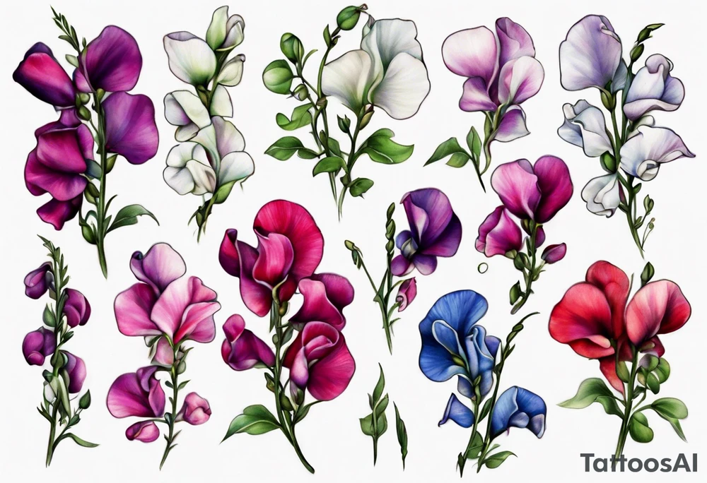 garden of sweet peas tattoo idea