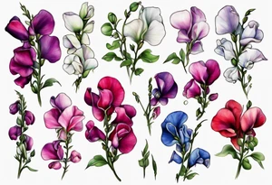garden of sweet peas tattoo idea