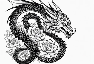 Dragon with September birth flower spine tattoo tattoo idea