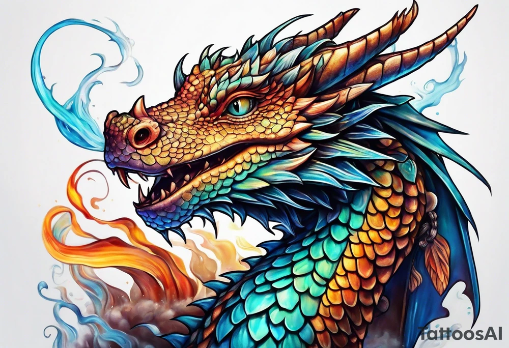 Water dragon cute tattoo idea