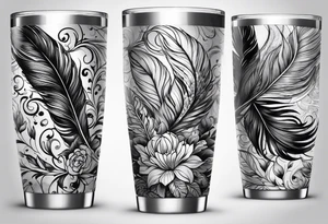 20 oz tumbler, personalized, fantasia, floral , dreamscape, feathers tattoo idea