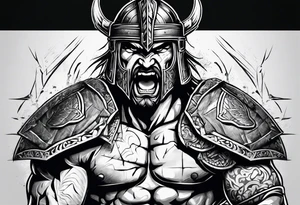 Ripped angry gladiator tattoo idea