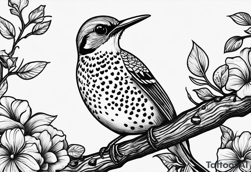 Female flicker bird tattoo idea