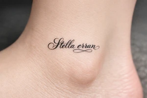 Stella erran, and then beautiful calligraphy cursive on the inner ankle and then beautiful calligraphy cursive on the inner ankle tattoo idea