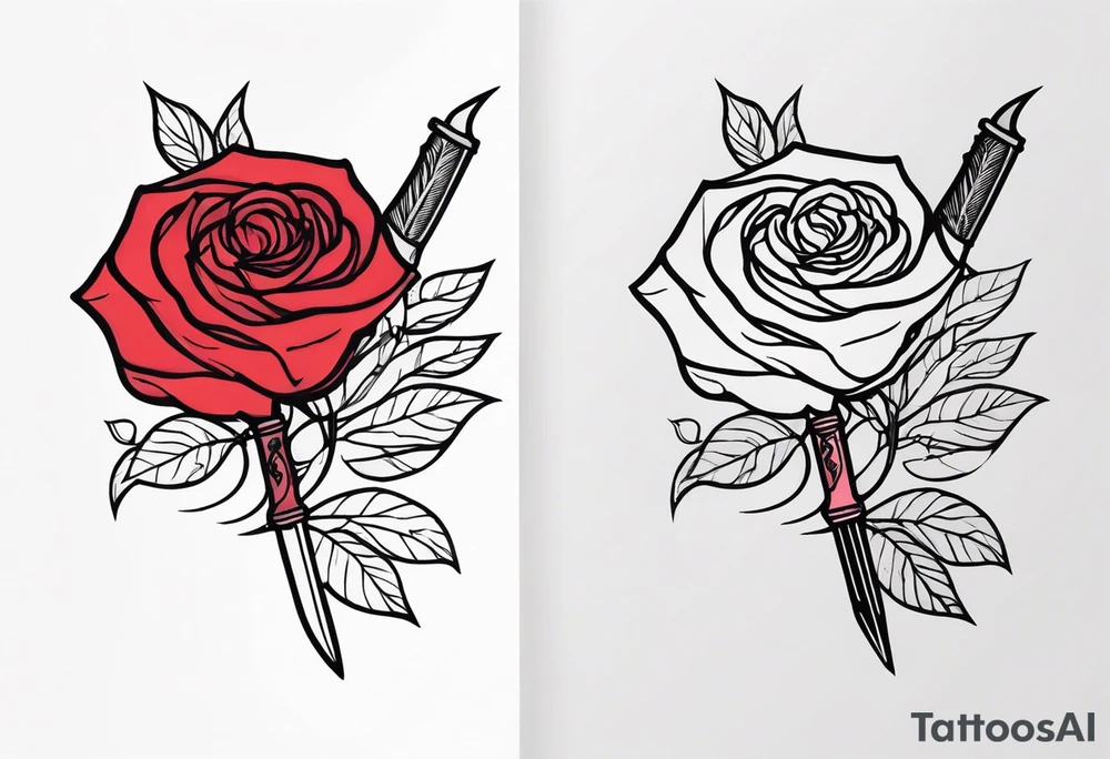 Messer mit Stacheldraht und Rose tattoo idea