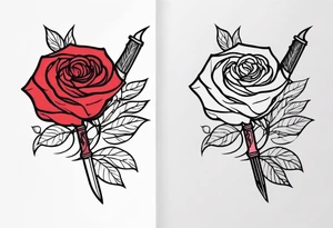 Messer mit Stacheldraht und Rose tattoo idea