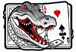 Alligator biting a 2 of spades card tattoo idea