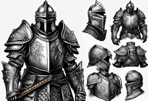 knight heavy armor full body tattoo idea