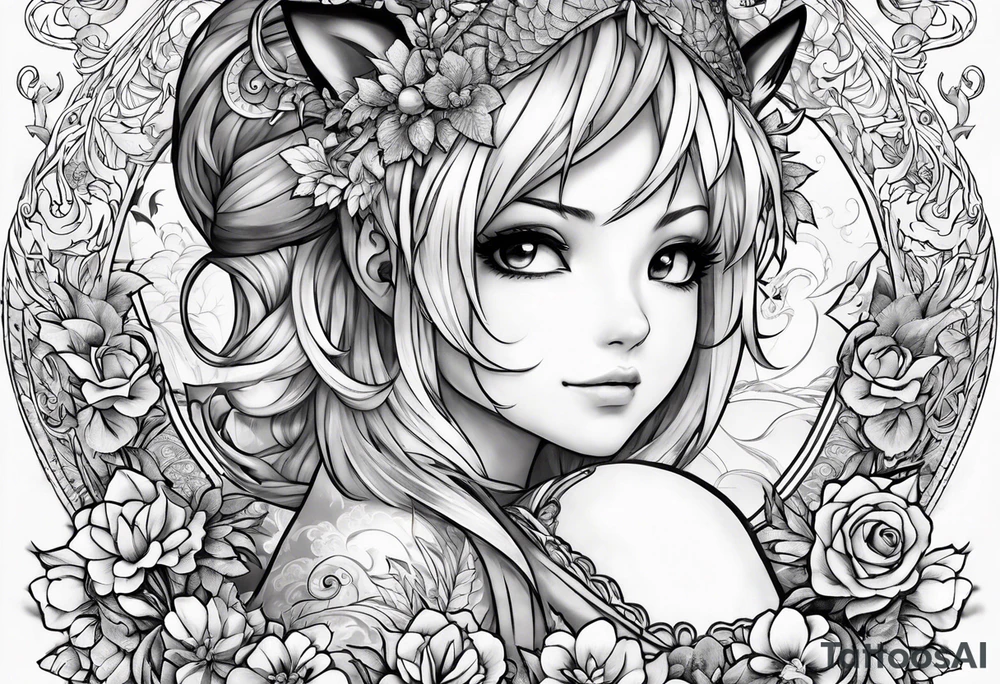 A fairy with a tail inspired by the logo of the show called Fairy Tail tattoo idea
