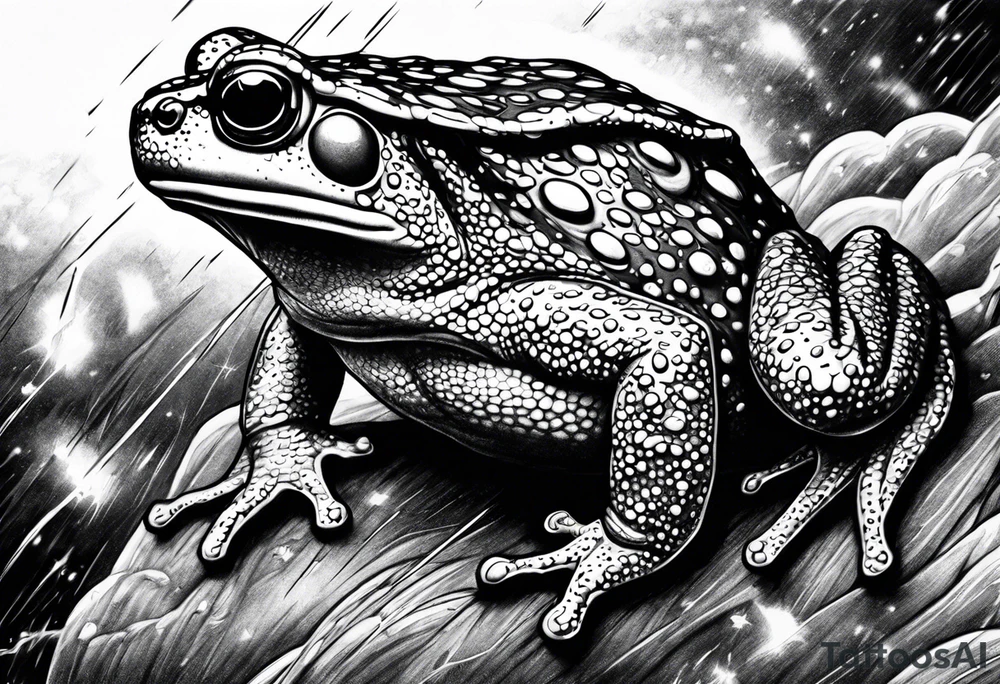 A toad in a thunderstorm tattoo idea