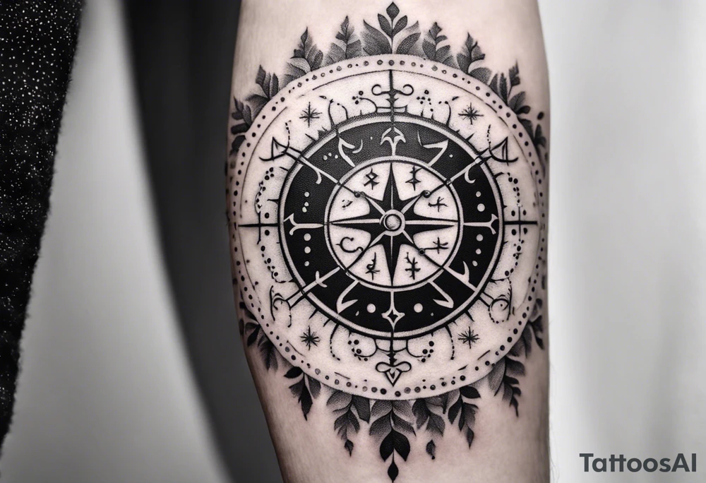 vegvisir & yggdrasill tattoo idea