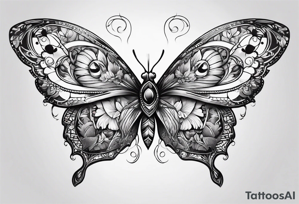 Borboleta com olho tattoo idea