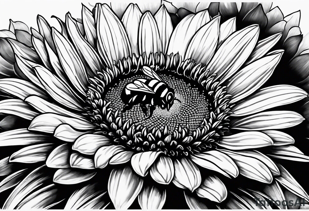 a bumble bee, a lemur, and a sunflower tattoo idea