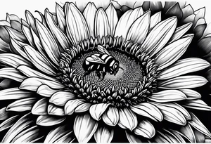 a bumble bee, a lemur, and a sunflower tattoo idea
