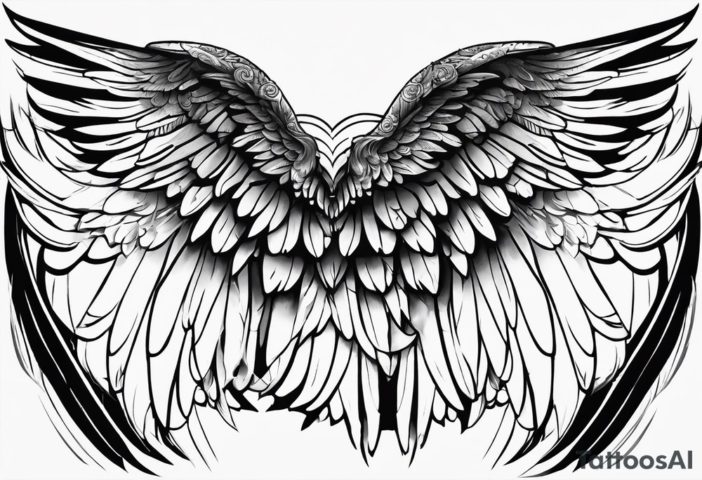 Angel Wings with the word Glenn in between tattoo idea Angel Wings with the word Glenn in between tattoo idea