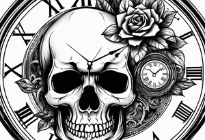Skull, clock, stairs tattoo idea
