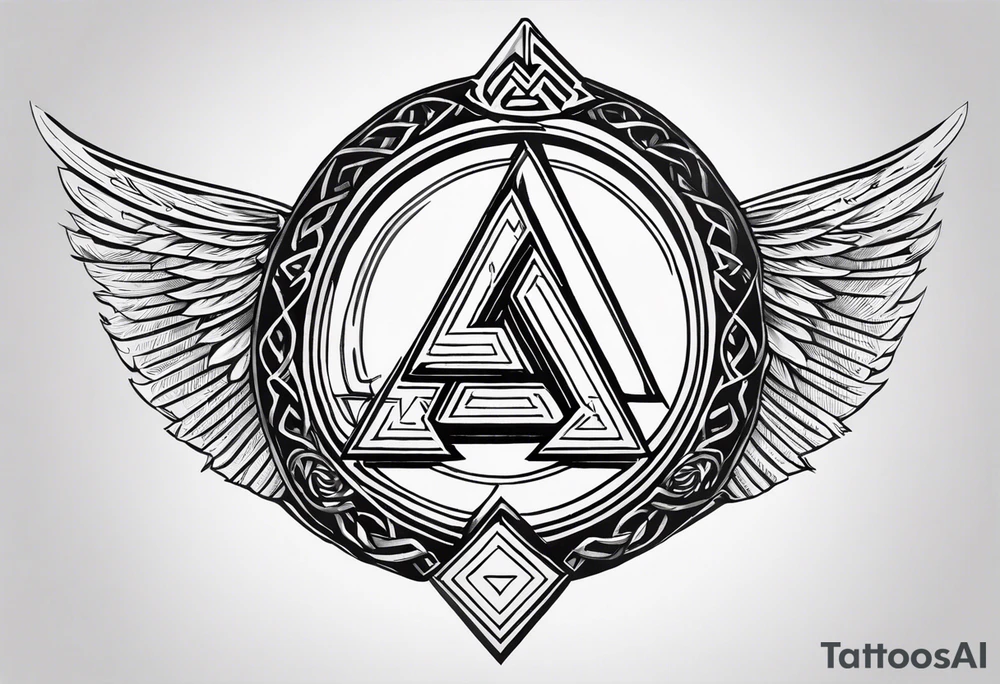 Valhalla sword shield valknut stairs tattoo idea