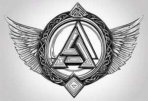 Valhalla sword shield valknut stairs tattoo idea