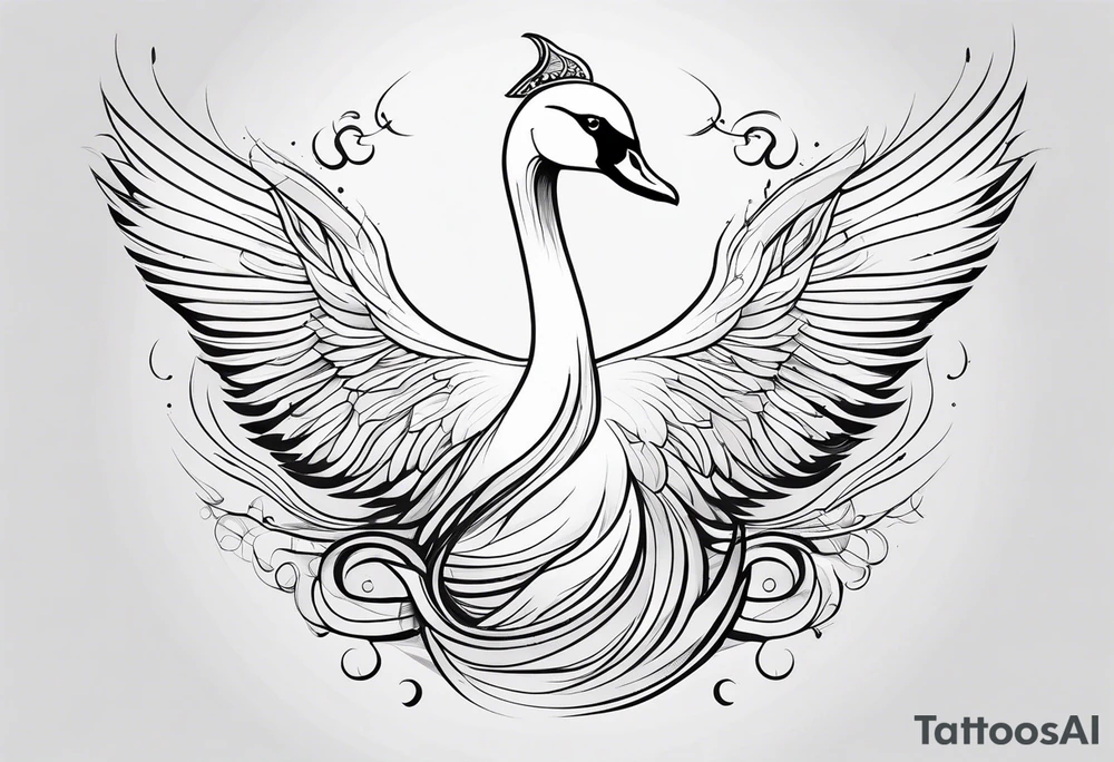 Very simple line work swan tattoo idea