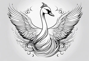 Very simple line work swan tattoo idea