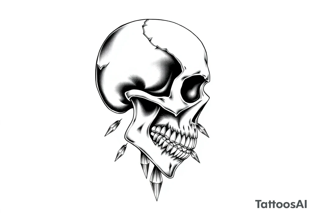 Lily Casablanca coming out of back of humanoid skull tattoo idea