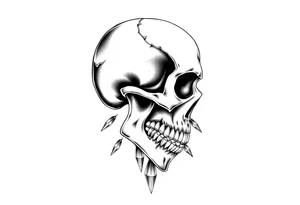 Lily Casablanca coming out of back of humanoid skull tattoo idea