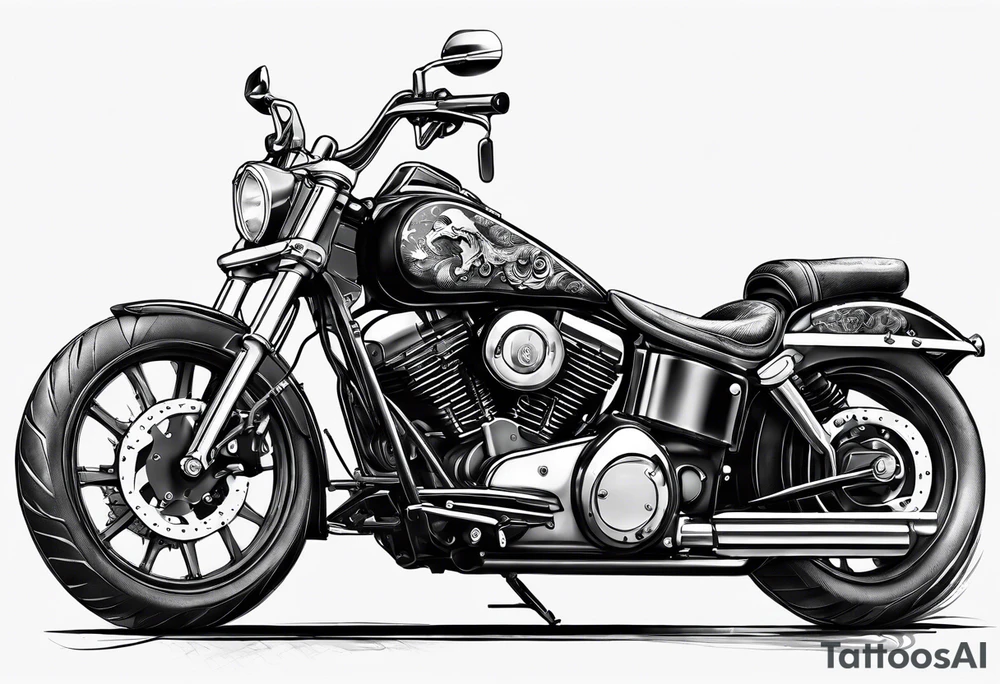 motorcycle  with guns riding at night in the city tattoo idea