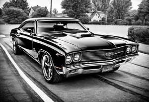 I want the tattoo to be dedicated to classic old school
Muscle cars tattoo idea