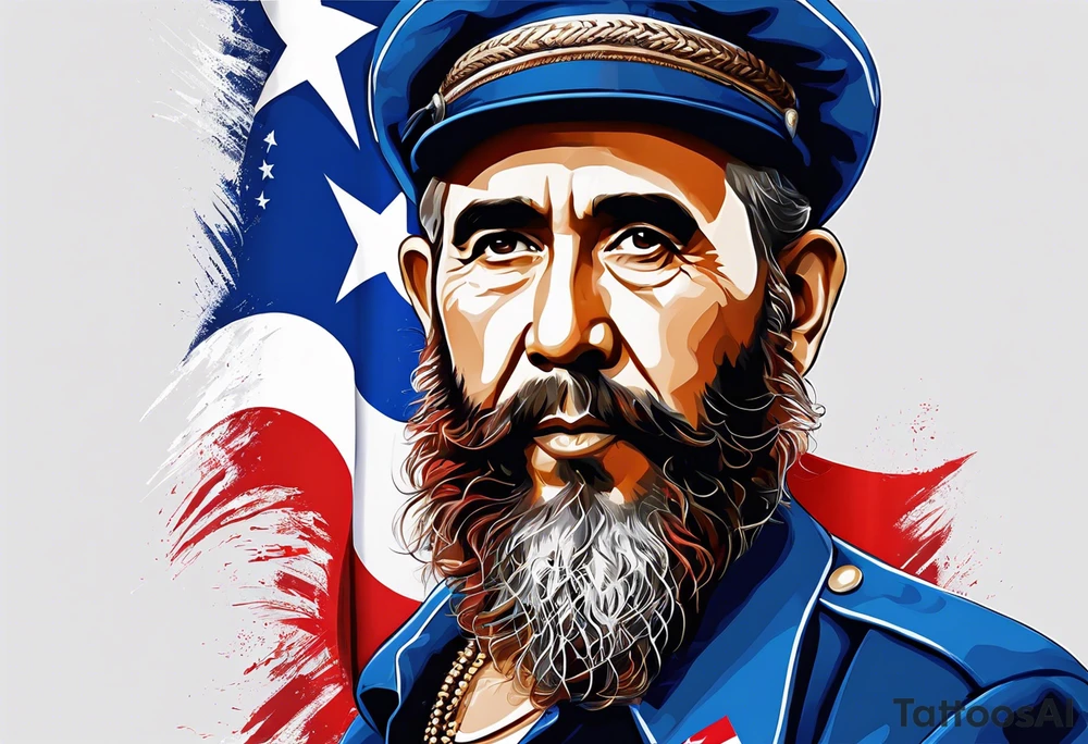 Make a tattoo a cuban flag that demonstrates the love and pride of my origins with fidel castro tattoo idea