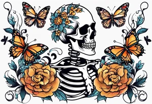 skeleton bones full body flowers and butterflies
simple design tattoo idea