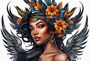 Black woman phoenix tattoo idea