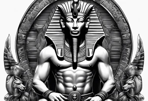 Pharaoh with two Anubis tattoo idea