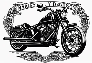 Harley Davidson  with tall handlebars tattoo idea