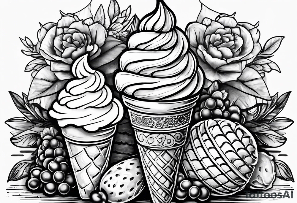 one scoop ice cream cone tattoo idea