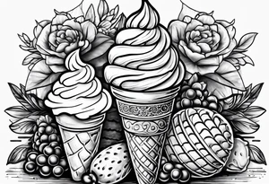 one scoop ice cream cone tattoo idea