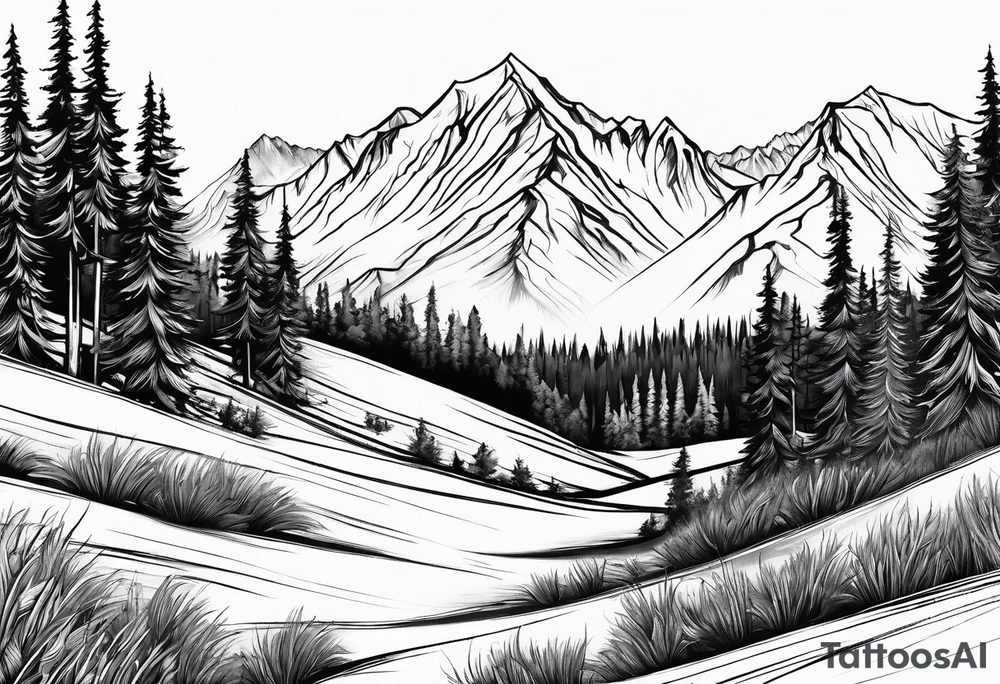 Ski powder mountain tattoo idea