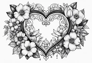 Heart shaped flower frane tattoo idea